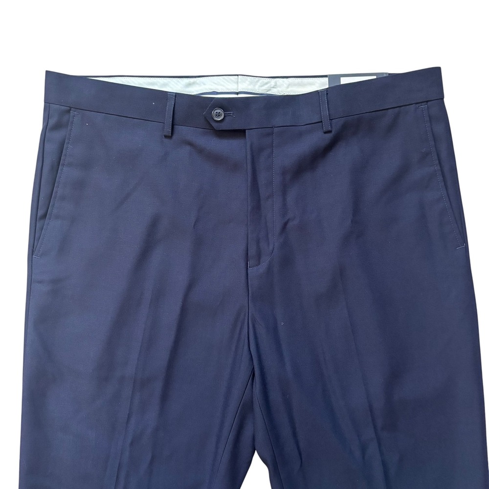 Tailorbyrd Collection Mens Navy Blue Dress Pants 38x34 Flat Front B0802001-410